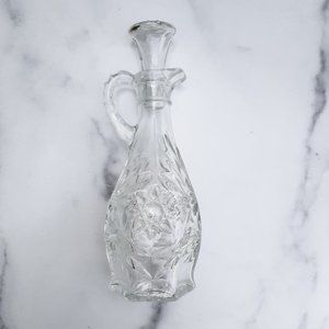 Set of 2 ANCHOR HOCKING vintage oil & vinegar cruet crystal glass bottle vase